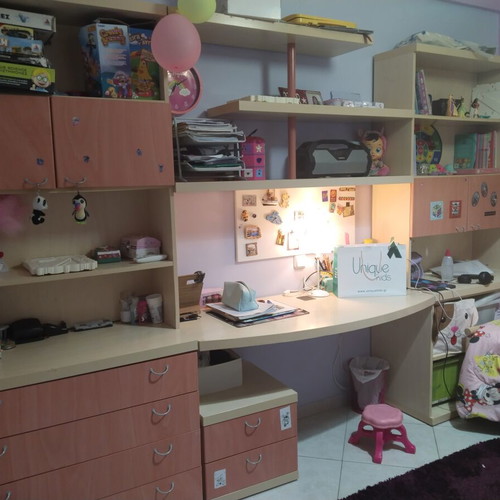 Children's bedroom furniture set used, bed 90x200 cm, shelves, desk, nightstand