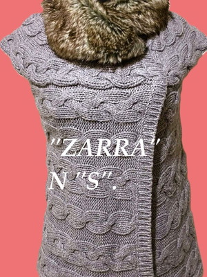 Плетен елек Zara размер S като нов, сив с кожа