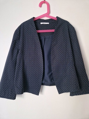 White22 cropped blazer new, navy blue with white polka dot details, size Small