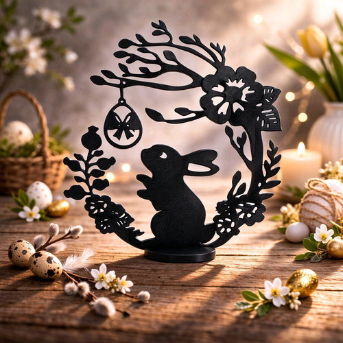 Easter Bunny Decor 3D Printed Black PLA New