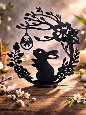 Easter Bunny Decor 3D Printed Black PLA New
