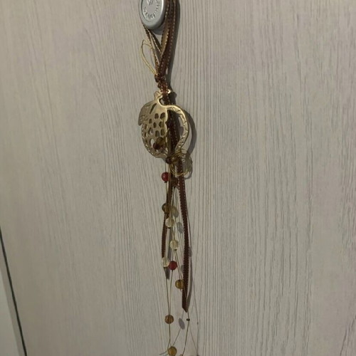 Hanging pomegranate charm new with gold and red ribbon