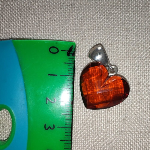 Silver pendant 925 heart with amber, like new