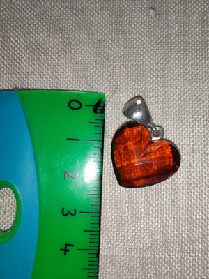Silver pendant 925 heart with amber, like new