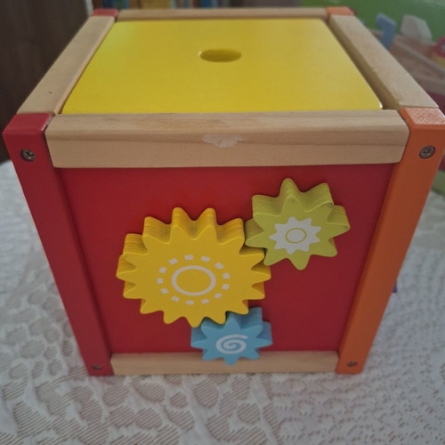 Wooden educational cube toy like new