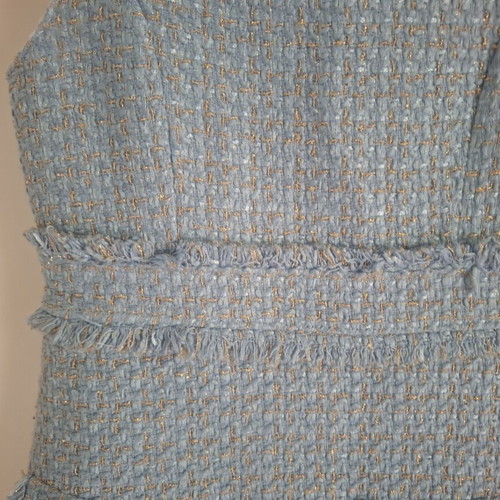 Tweed womens dress like new, light blue with gold details