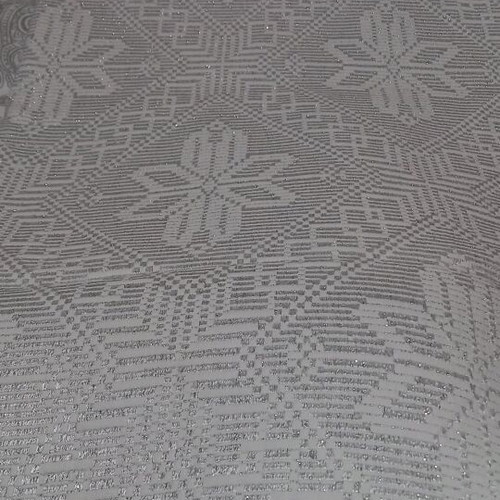 Pique Blanket summer with handmade knitted lace like new, 1.88x1.90m
