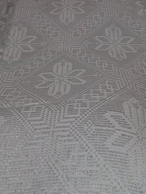 Pique Blanket summer with handmade knitted lace like new, 1.88x1.90m