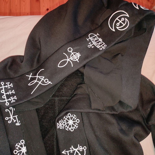 Restyle Demon Sigil Drapy Hoodie like new, black and white, size M