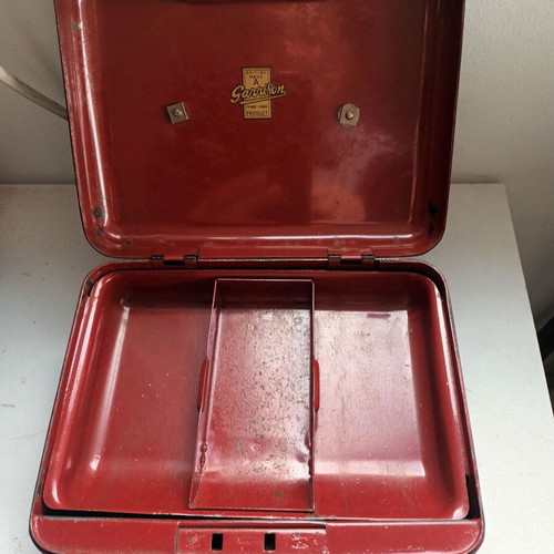 Vintage metal cash box used