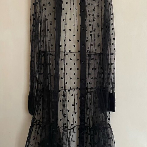 Zara lace polka dot shirt like new, see through with satin details