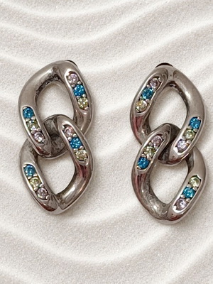 Silver 925 earrings with zircon stones new, multicolor
