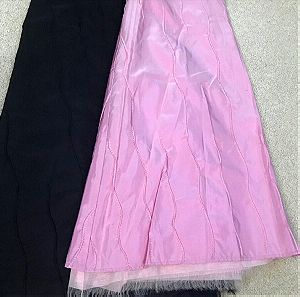 2 Φούστες μίντι  (ροζ & μαύρη), AVANT ITALY ταφτάς ριγέ,  Νο42