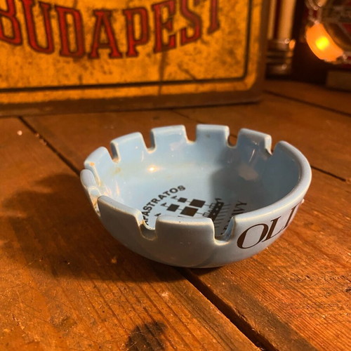 Papastratos Old Navy ceramic ashtray used, blue