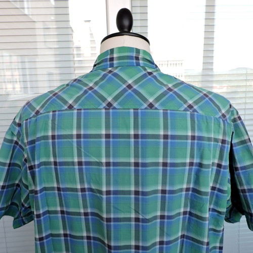 Vaude Men's Check Short Sleeve Shirt XL used, green and blue