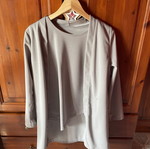 Elastic set jacket-blazer asymmetrical blouse and pants new, gray