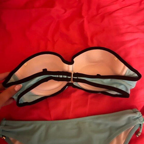 Strapless bikini set like new, turquoise with black details