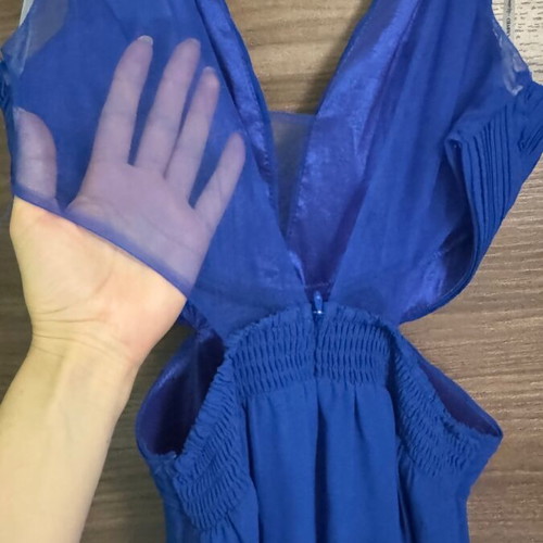 Long blue dress like new with cut out and back transparency size M