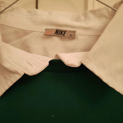 Blouse dress like new with integrated collar and cuffs, white-green