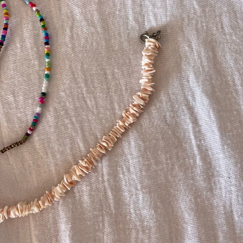 Necklace set with shells and colorful beads, used, summer earrings