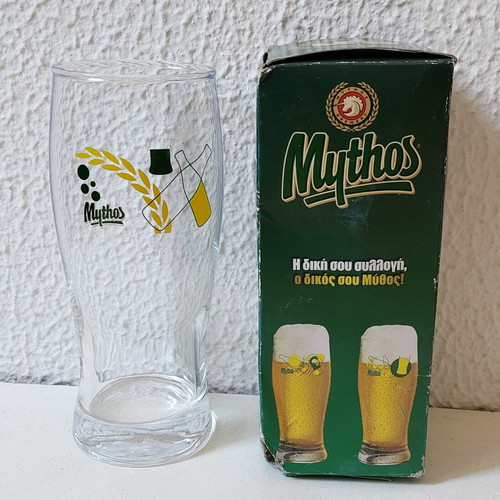 Mythos Beer Glass like new with original box