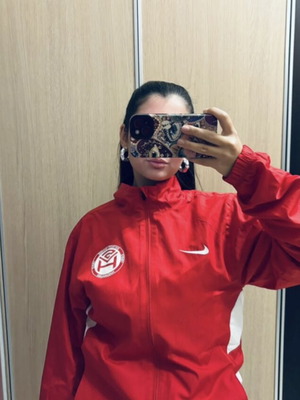 Nike jacket windbreaker type like new, size S, red and white