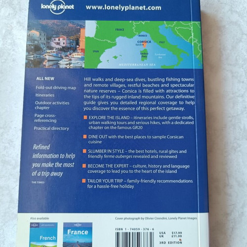Corsica Lonely Planet travel guide like new, English