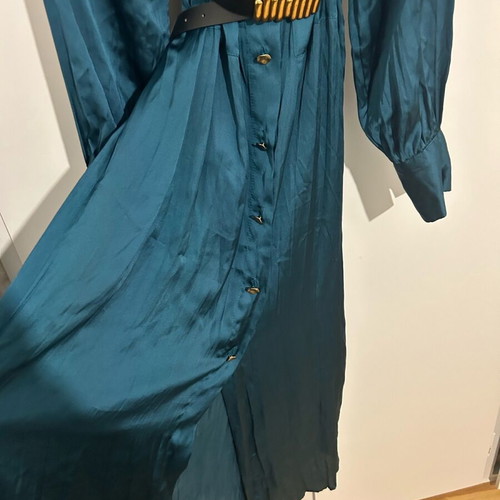 Zara satin-type petrol dress like new without belt
