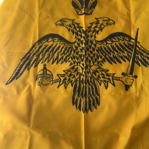 Byzantine flag 87 x 128 cm like new, yellow with double-headed eagle