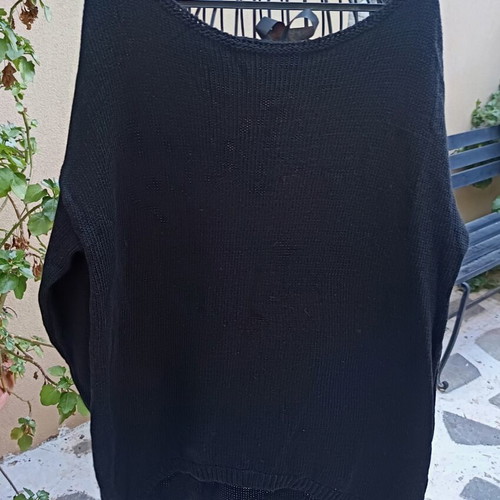 Secret knitted long-sleeve sweater black one size new