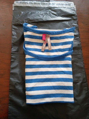 Orchestra sleeveless blouse for 6-year-old girl used, white and blue