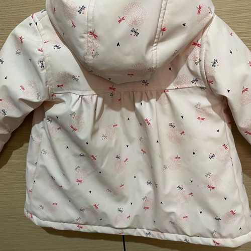 Baby jacket with hood, light pink
