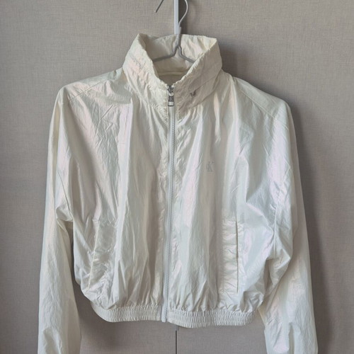 Calvin Klein windbreaker jacket like new, white, with hood