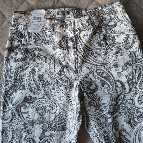 Ulla Popken pants with paisley pattern new with tags, black and white