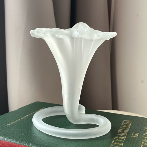 Vintage Stiver Italy decorative vase 1970s used, frosted art glass