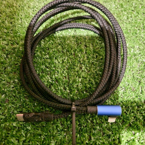 USB-C to Lightning braided charging cable with angled connector