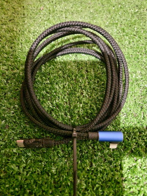 USB-C to Lightning braided charging cable with angled connector