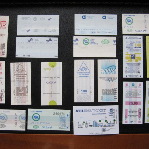 Athens urban transport tickets used, pack of 18, drachma and euro era