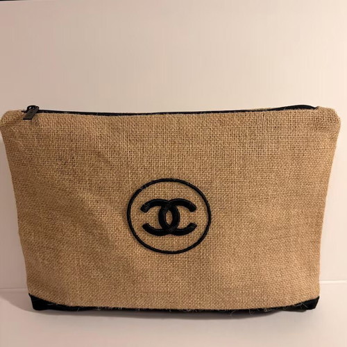 Chanel Beauty Eco Jute VIP Cosmetic Bag, black and beige