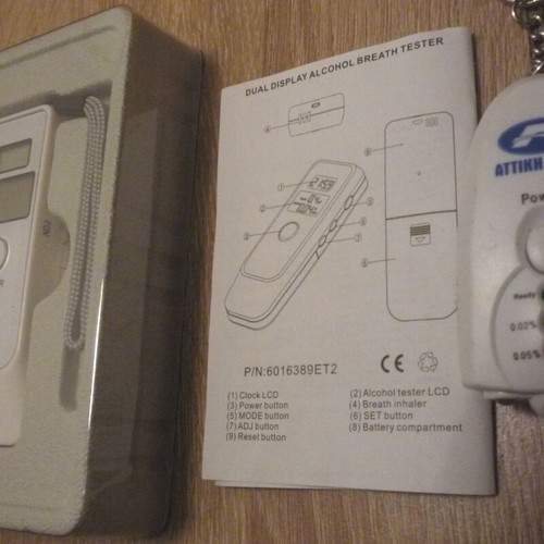 Alcohol Tester Set like new with keychain and portable device