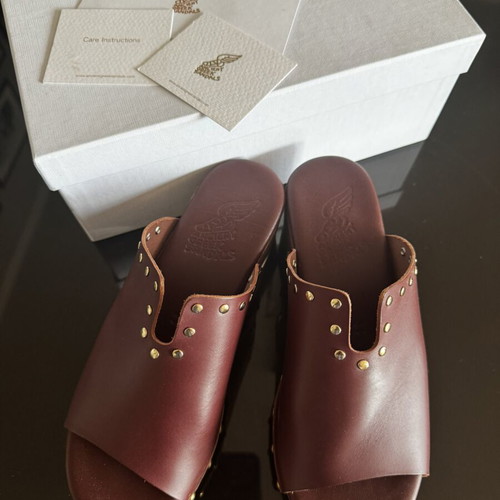 Ancient Greek Sandals leather clogs, brown, size 38