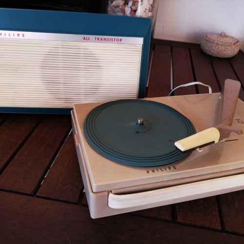 Philips vintage miniature turntable used, 60's design