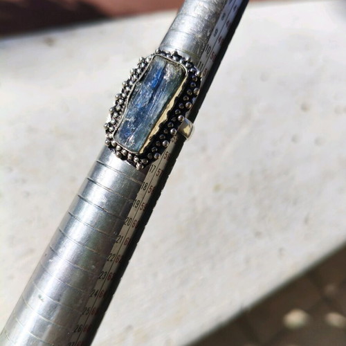 Handmade Silver-Plated Ring with Kyanite Stone, New, Size 55