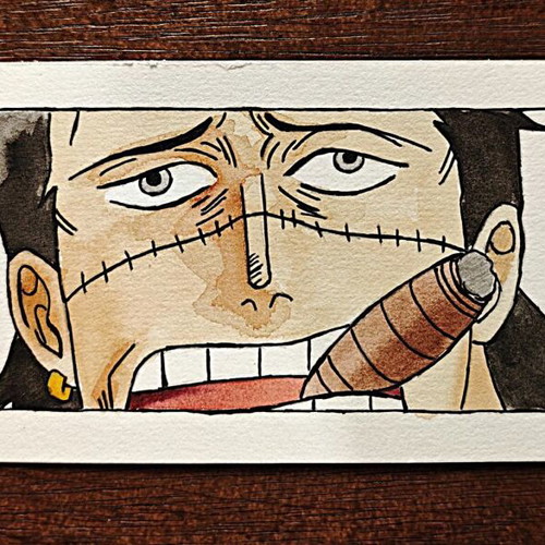 Sir Crocodile One Piece watercolor & ink artwork in 13x18 frame new