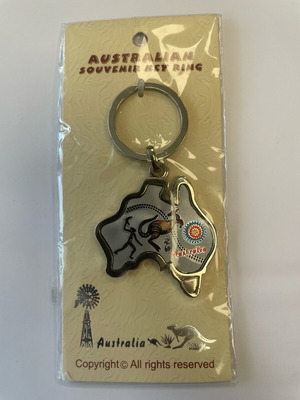 Authentic Australian keychain new with Aboriginal art design silver