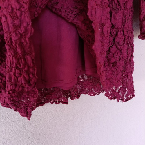 Canda plus size lace blouse burgundy with beaded U-neck new
