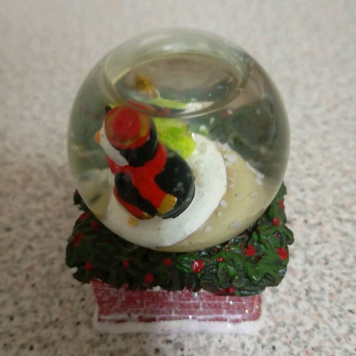 Glass decorative ball like new with artificial snow Christmas