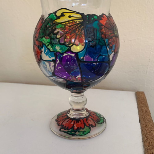 Handpainted glass used, 19cm height, 7cm width