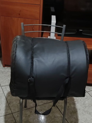 PQP Leather Pet Carrier like new, black and red