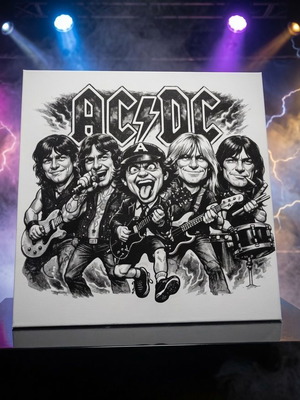 AC/DC Wall Art 3D Printed with Embossed Texture